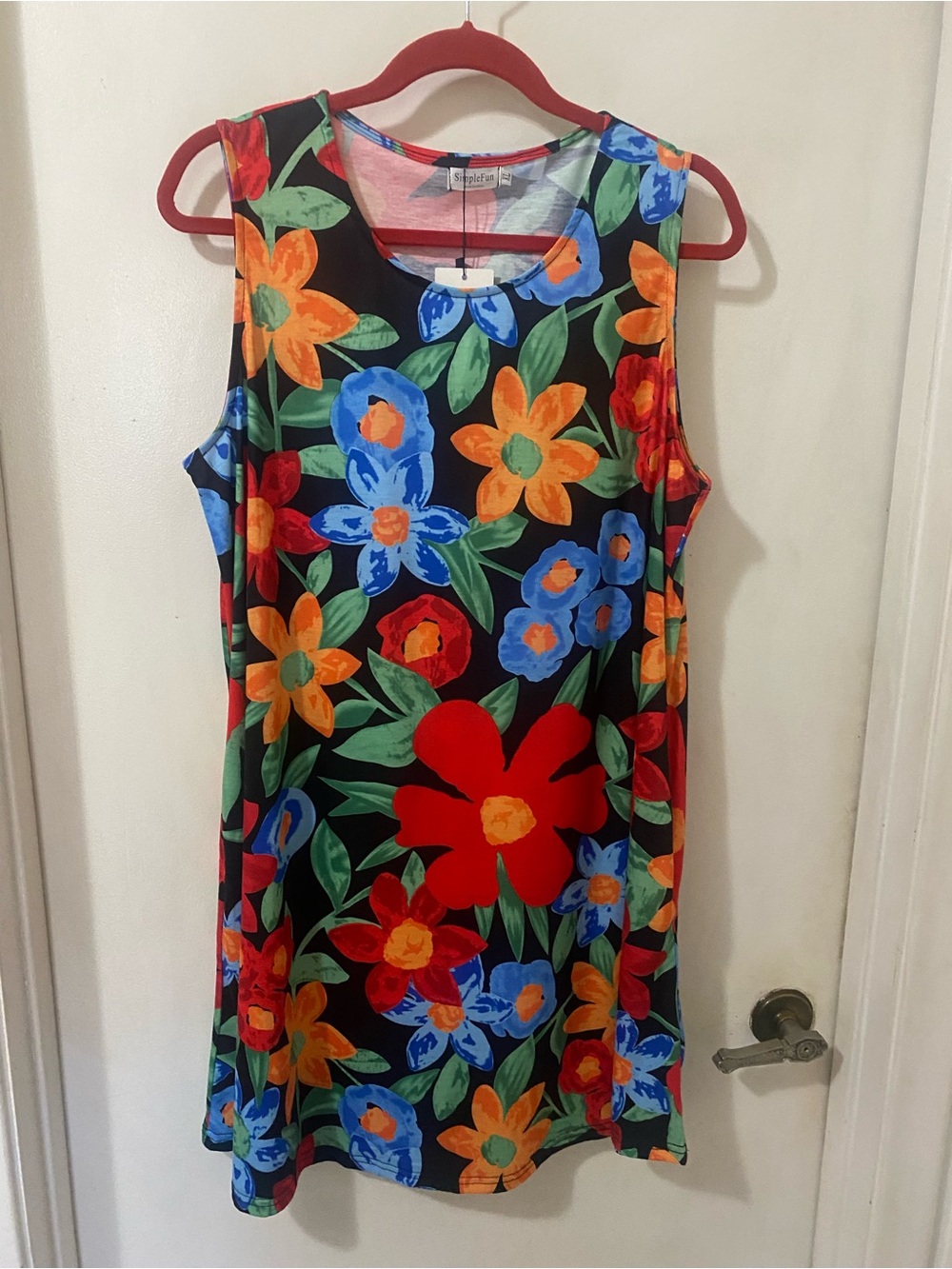 SimpleFun Beach Floral Sleeveless Boho
Tank Sun Dress Side Pockets Summer XL NWT